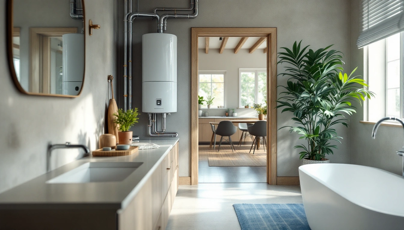 Bathroom basin with a distant doorway