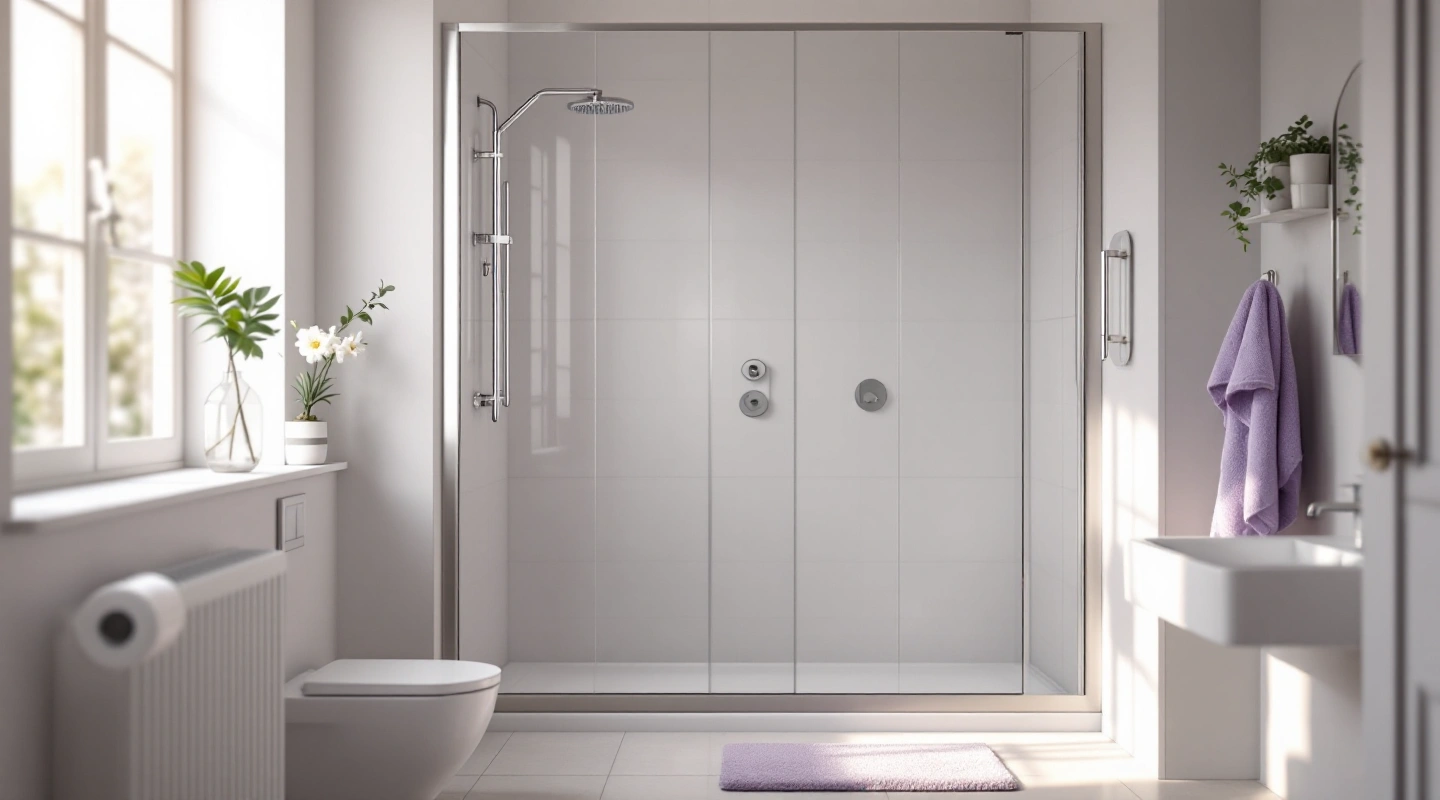 A residential bathroom with a shower and basin that can create overlapping water demand